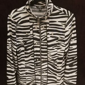 Lisa International Zebra Print Stretch Jacket